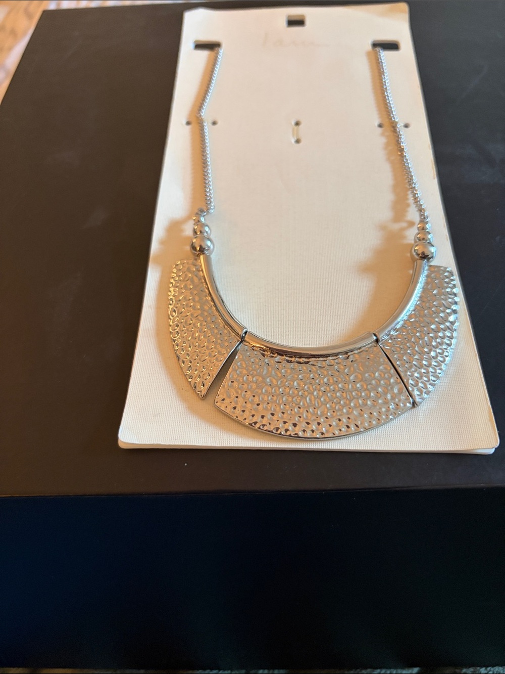 Hammered Silver Three-Panel Collar Necklace - Women Jewelry